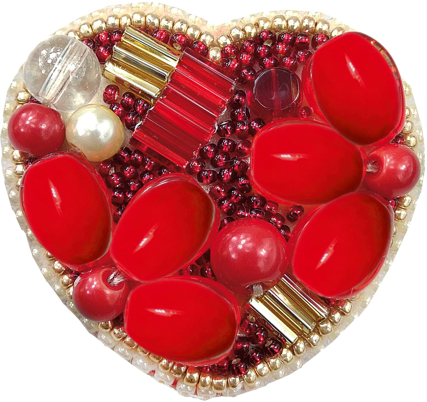 BP-200C Beadwork kit featuring colorful Preciosa and Crystal Art beads for creating a heart-shaped brooch.